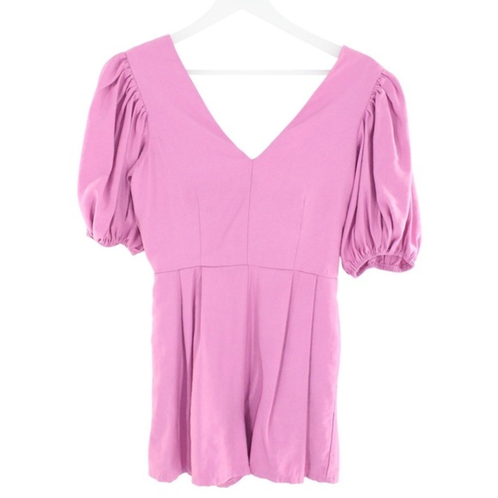 Idem Ditto Romper Puff Sleeve Open Back Bow Size S Pink